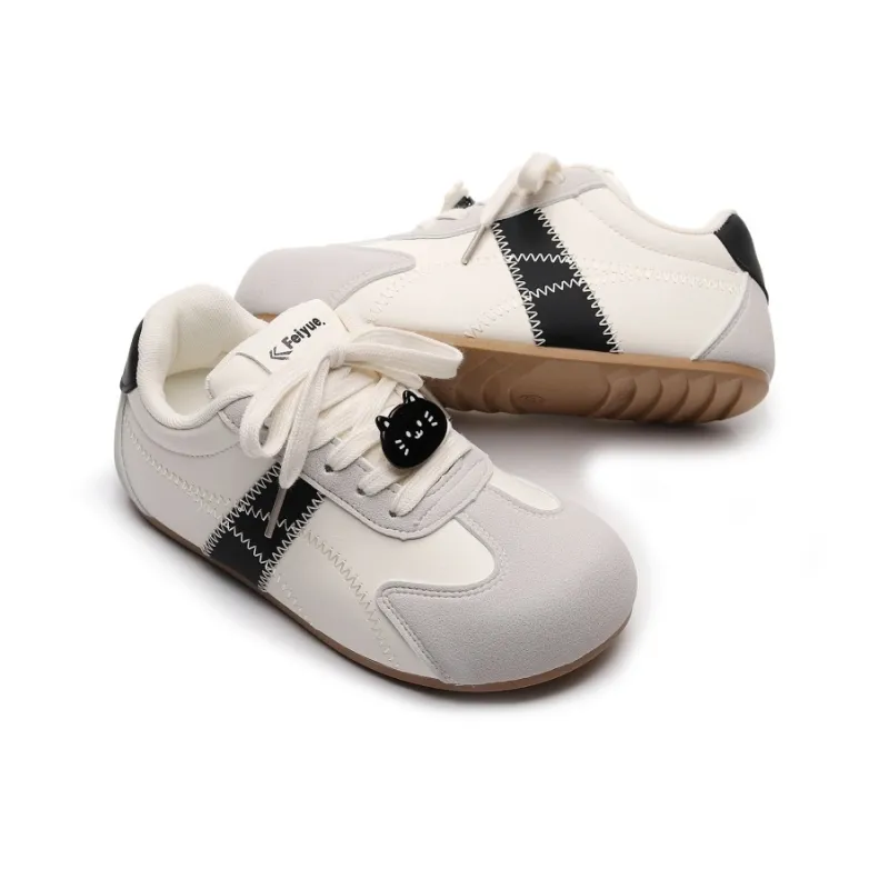 Feiyue Girly Heart Series Abrasion Resistant, Breathable, Lightweight Low Top Casual Shoes Women's Beige Black-4
