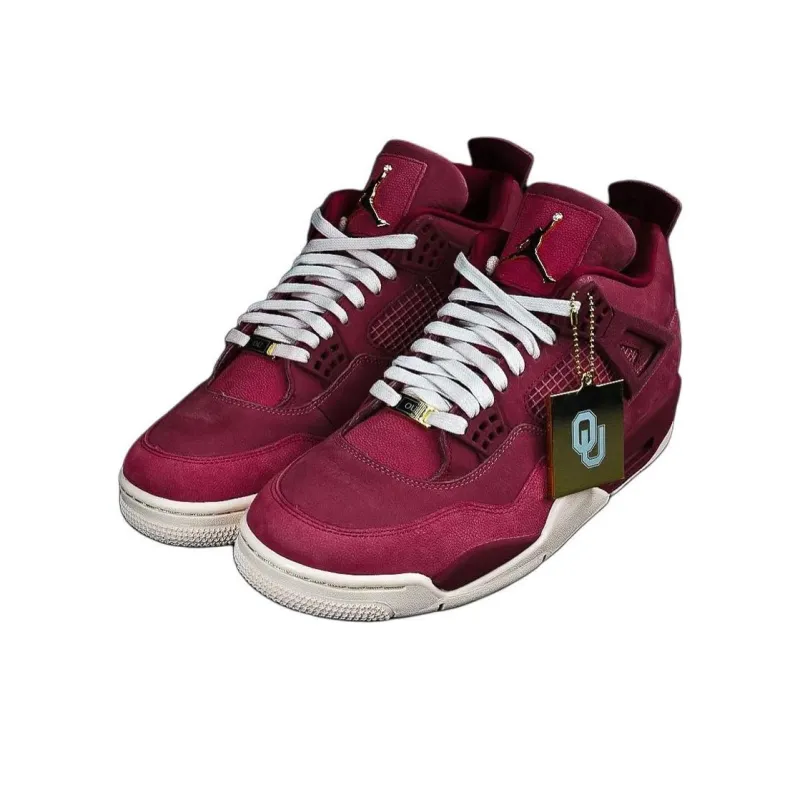 Jordan Air Jordan 4 Anti-Slip Wear-Resistant Mid-Top Basketball Shoes Unisex Burgundy-1