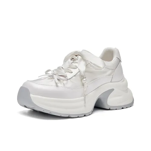HR Height Increasing Low Top Chunky Sneakers Women's Beige