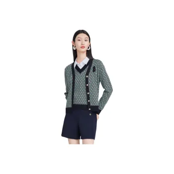 JZ Juzui Knitwear Women's Plaid Green