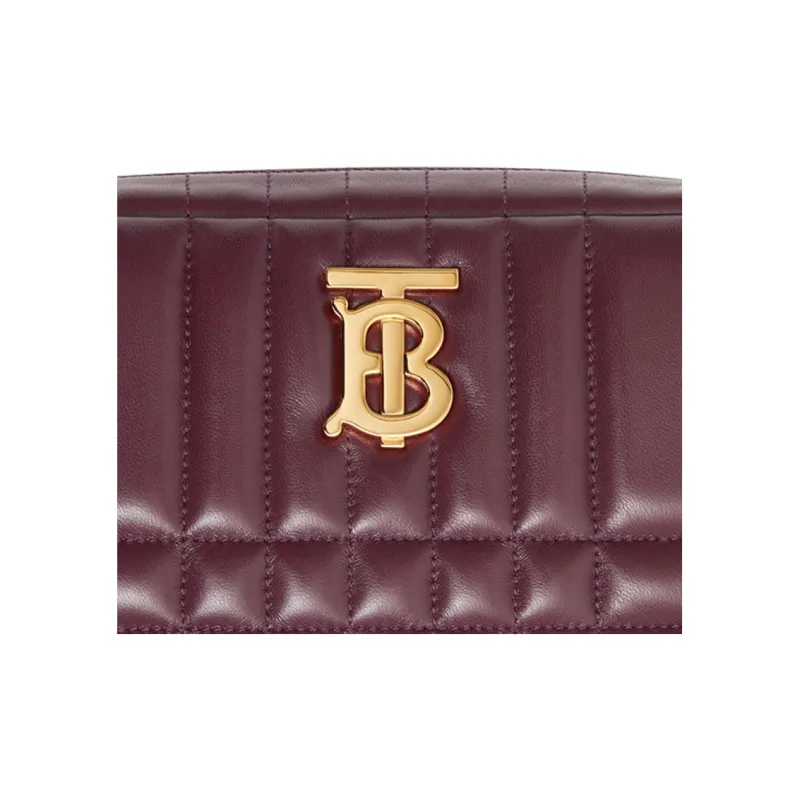 Burberry Lola Bag Lambskin Camera Bag, Handheld Shoulder Bag, Crossbody Bag Small Size Women's Dark Chestnut-4
