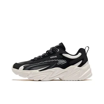 Erke Running Shoes Men Low Top Jet Black, Microcrystal White