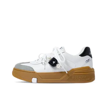DEALER STREAK Anti Slip And Wear Resistant Breathable Low Top Skateboard Shoes Unisex White