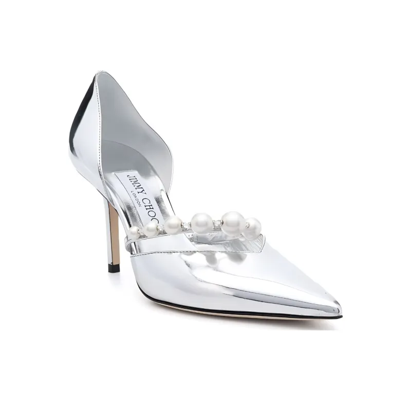 Jimmy Choo Aurelie Slim Heel High Heels 8.5cm Women's Silver-2