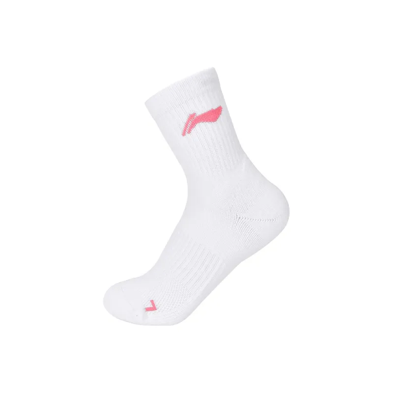 LiNing Mid Calf Socks Women's 1 Pack White Pink-0