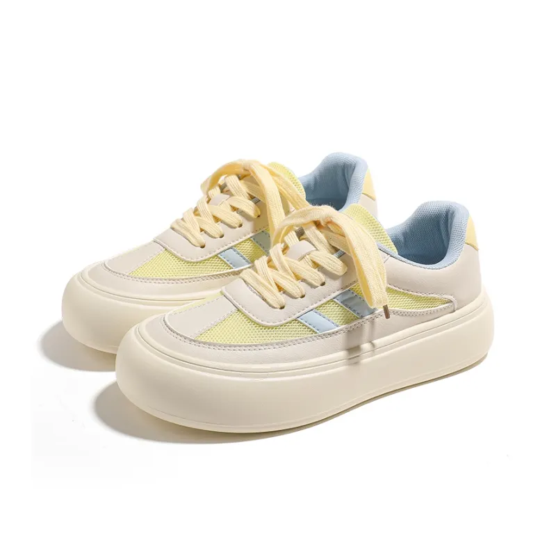 HUANQIU Coverage Abrasion Resistant Low Top Skateboard Shoes Women's Brownish Yellow-2