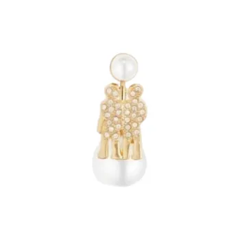 DIOR Brass Alloy Earrings Unisex Gold