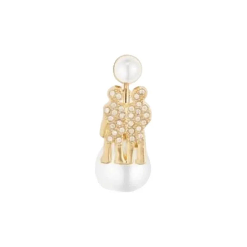 DIOR Brass Alloy Earrings Unisex Gold-0