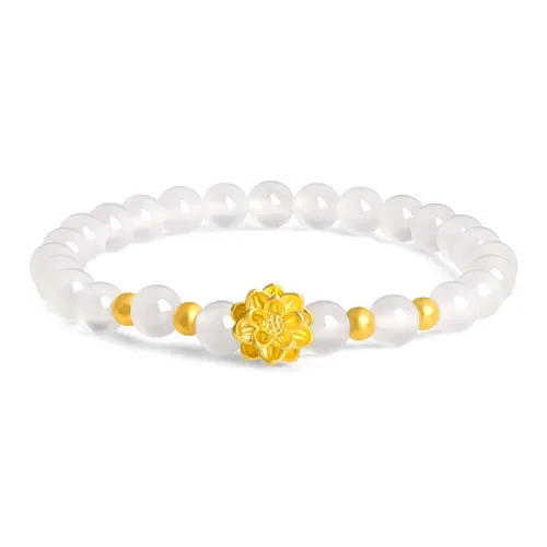 Lao Feng Xiang Lotus Bloom Good Luck Solid Gold Priced In Gram Gold Bracelet Women's