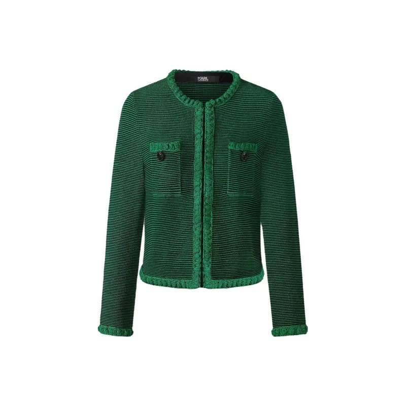 KARL LAGERFELD SS23 Knitted Fabric Cardigan Women's Green-0