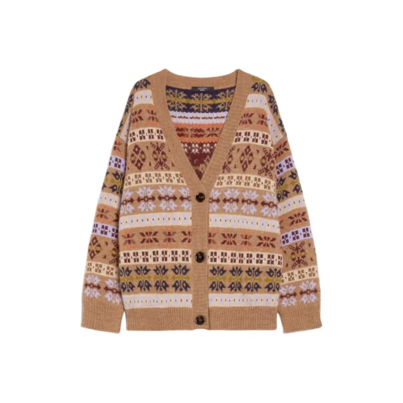 WEEKEND MaxMara Oversized V Neck Jacquard Cardigan-0