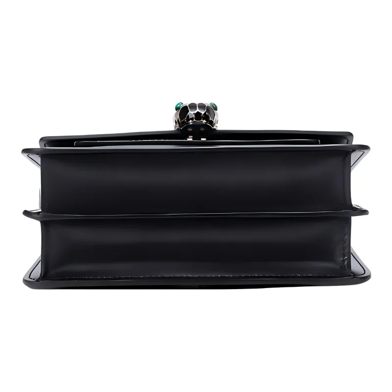 BVLGARI Serpenti Forever Series Cow Leather Crossbody Bag, Shoulder Bag Women's Black-4