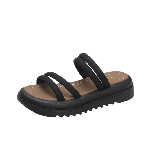 NANJIREN Leather Patchwork Cut Out Odor Resistant Slide Slippers Women's