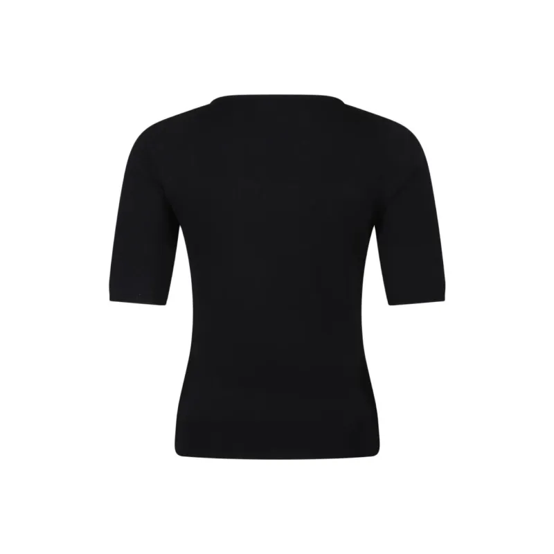 Alexander McQueen Short Sleeeved Ribbed Top-1