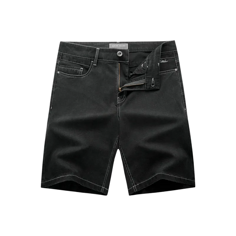 Dance With Wolves Denim Shorts Men's Black Gray-0