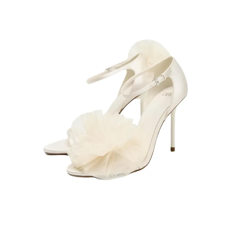ZARA LIMITED EDITION One Strap Sandals 10cm Women's White-2