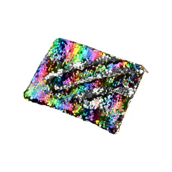 Sweet Pillow House New Gold Zip Closure Double Sided Pen Pouch Sequins Mermaid Pen Pouch Makeup Bags