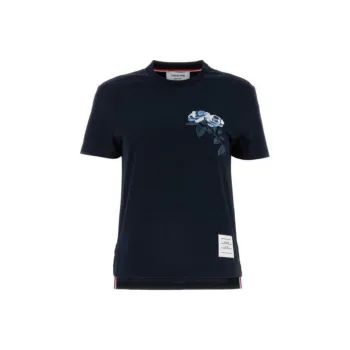 THOM BROWNE Rose Embroidered Crewneck T Shirt