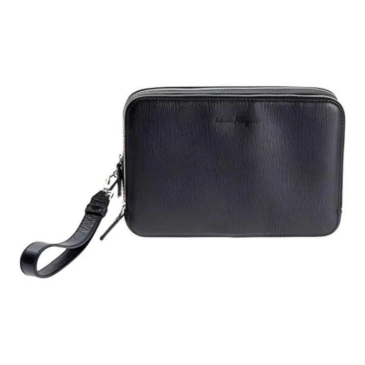 FERRAGAMO Leather Card Holder Wallet Clutches Men's Black-0