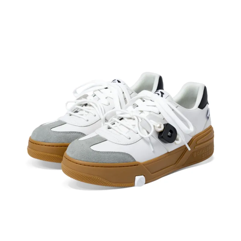 DEALER STREAK Anti-Slip And Wear-Resistant Breathable Low-Top Skateboard Shoes Unisex White-1