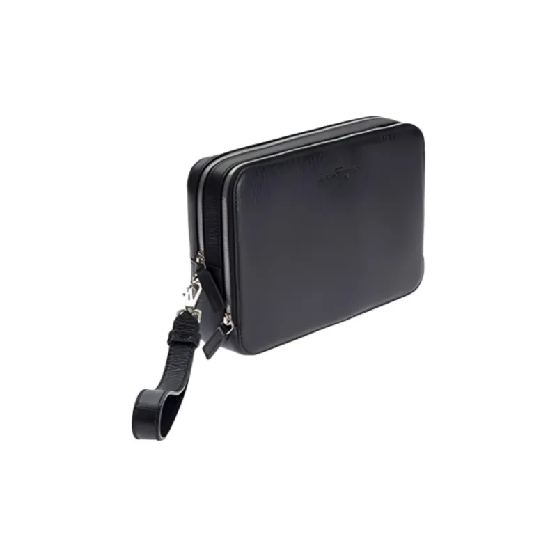 FERRAGAMO Leather Card Holder Wallet Clutches Men's Black-2