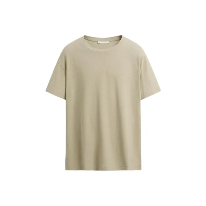 ZARA T Shirts Men Beige/Green-0