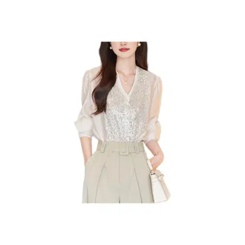Wbwq Chiffon Shirt Women's Apricot
