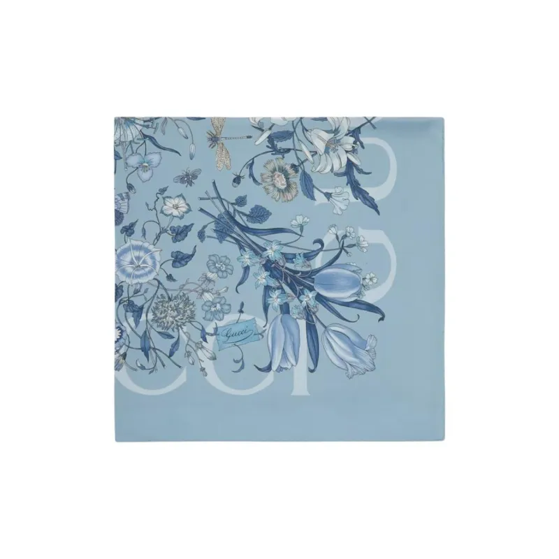GUCCI Silk, Silk Scarves Women's Light Blue-0