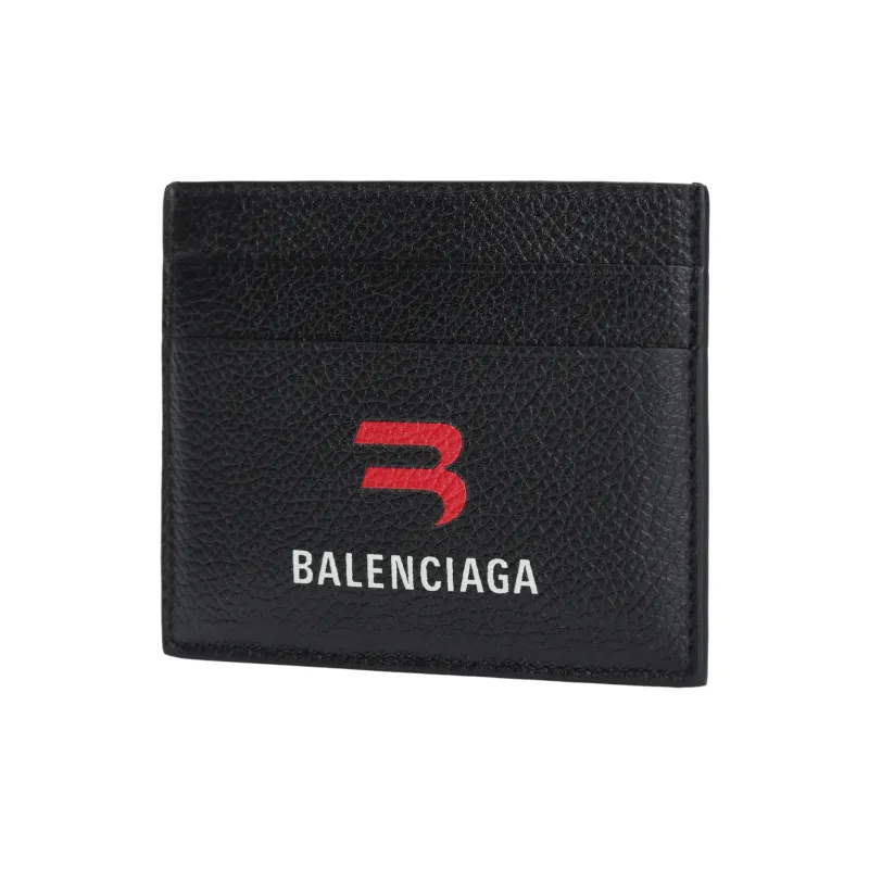 Balenciaga Cash Grained Calfskin Card Clip Men's Black-1