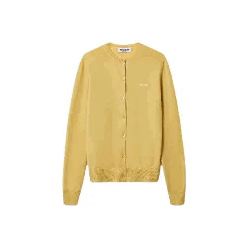 MIU Discover miu Cashmere Sweater Women's Yellow Jade Color