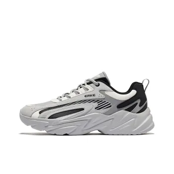 Erke Running Shoes Men Low Top Mist Gray, Jet Black