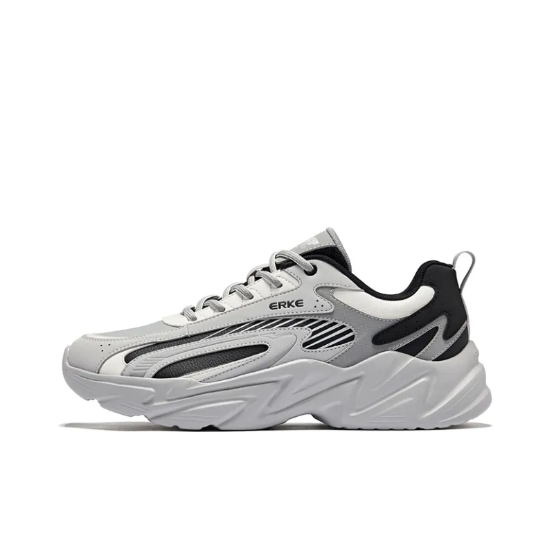 Erke Running Shoes Men Low Top Mist Gray, Jet Black-0