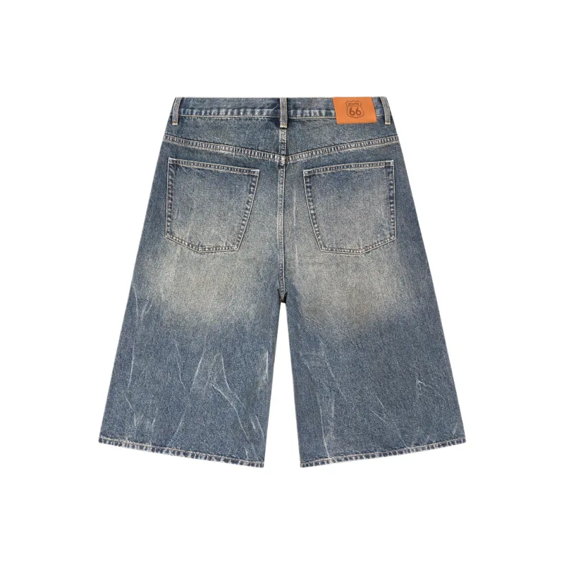 66/ROUTE 66 Denim Shorts Unisex Vintage Blue-1