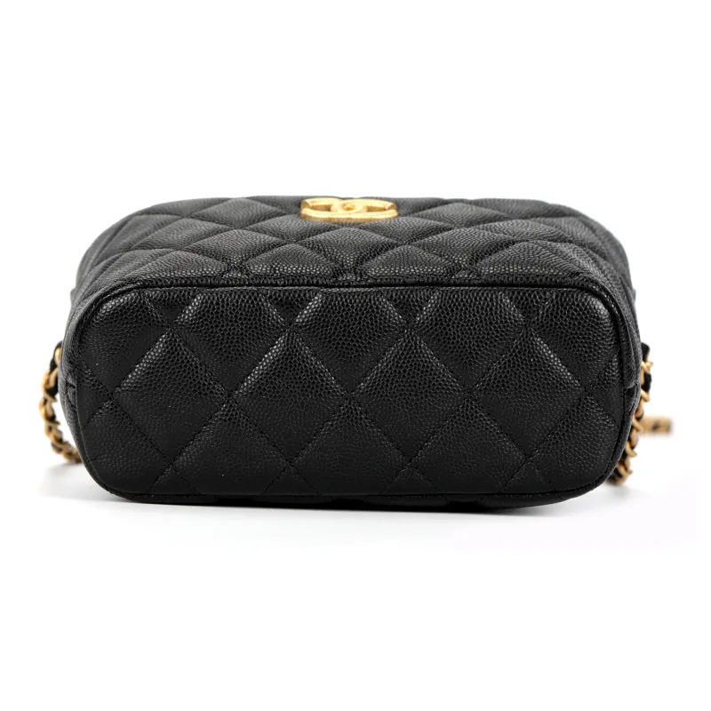 CHANEL Cow Leather Handbag Women's Black-3