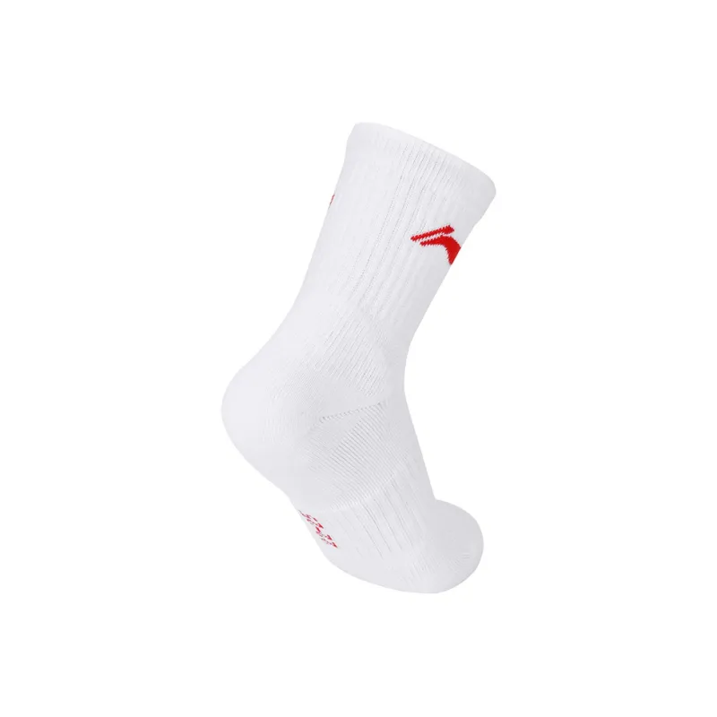 LiNing Mid Calf Socks Women's 1 Pack White Red-4
