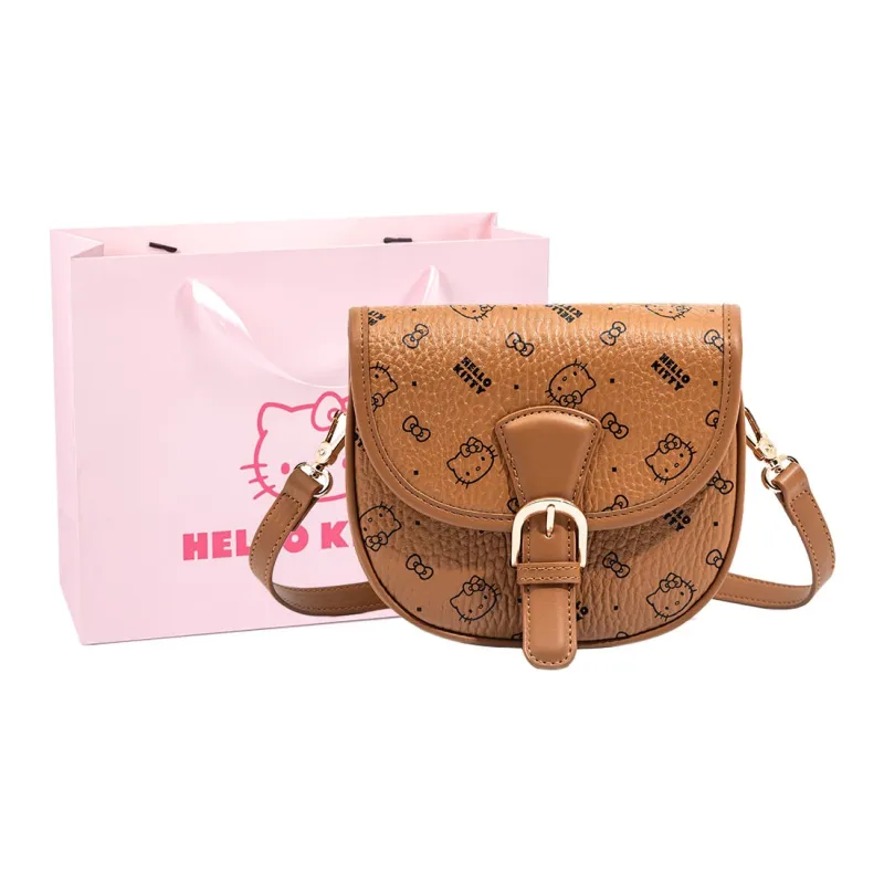 MESUCA Sanrio Hello Kitty Collaboration Kitty Series PU Crossbody Bag, Shoulder Bag Women's Pink/Brown/Milk Tea-7