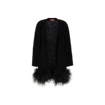 MaxMara Studio Feather Detailed Open Front Cardigan