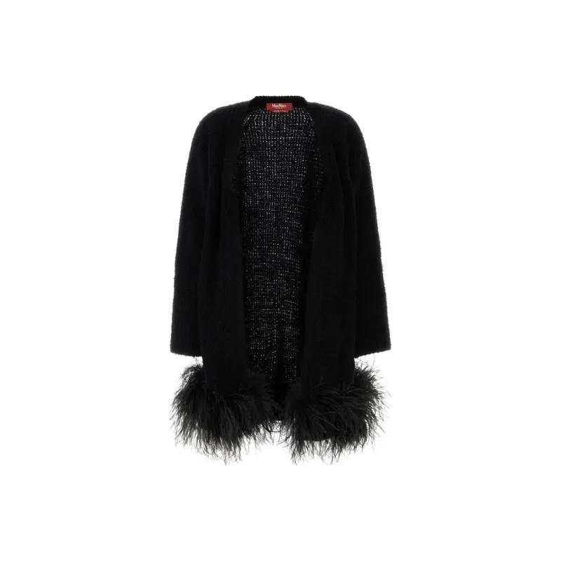 MaxMara Studio Feather Detailed Open Front Cardigan-0