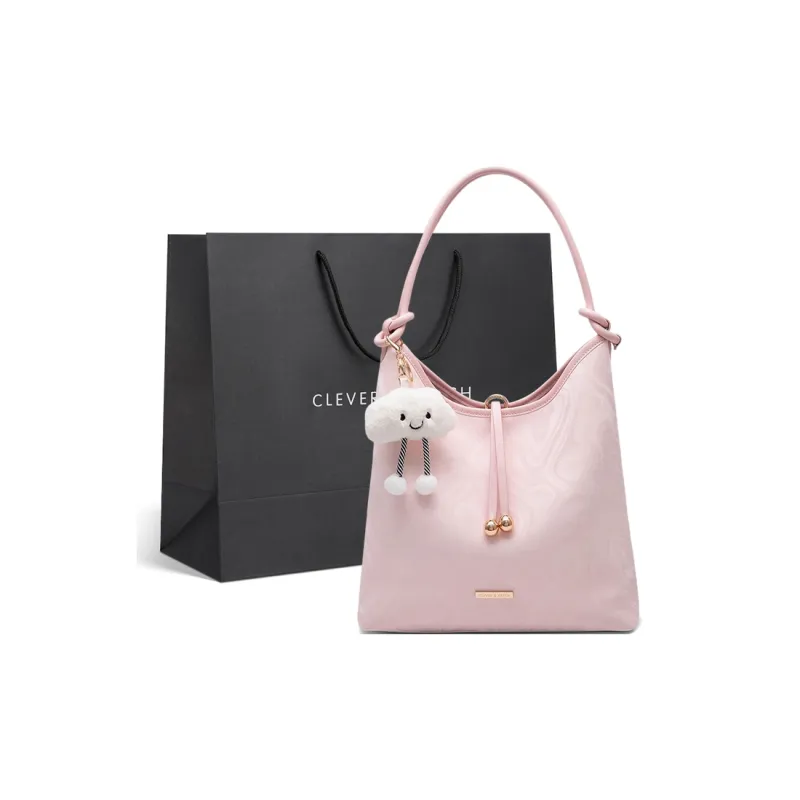 CLEVER& KETCH PU Shoulder Bag Women's Pink/Ecru/Black-4