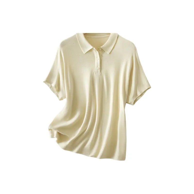 IHIMI Batwing Sleeve T Shirt Women's Yellow Cream-1