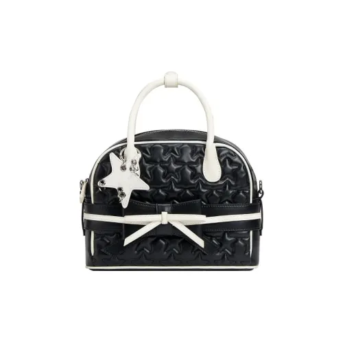 ECODAY ECOD PU Bowling Bag, Crossbody Handbag Women's Black/Pink