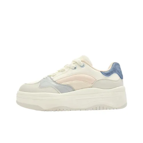 QIAODAN Abrasion Resistant Take Resistant Low Top Skateboard Shoes Women's White Blue Pink
