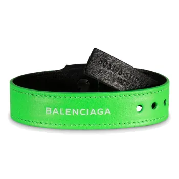 Balenciaga Grain Leather Bracelets Unisex Green