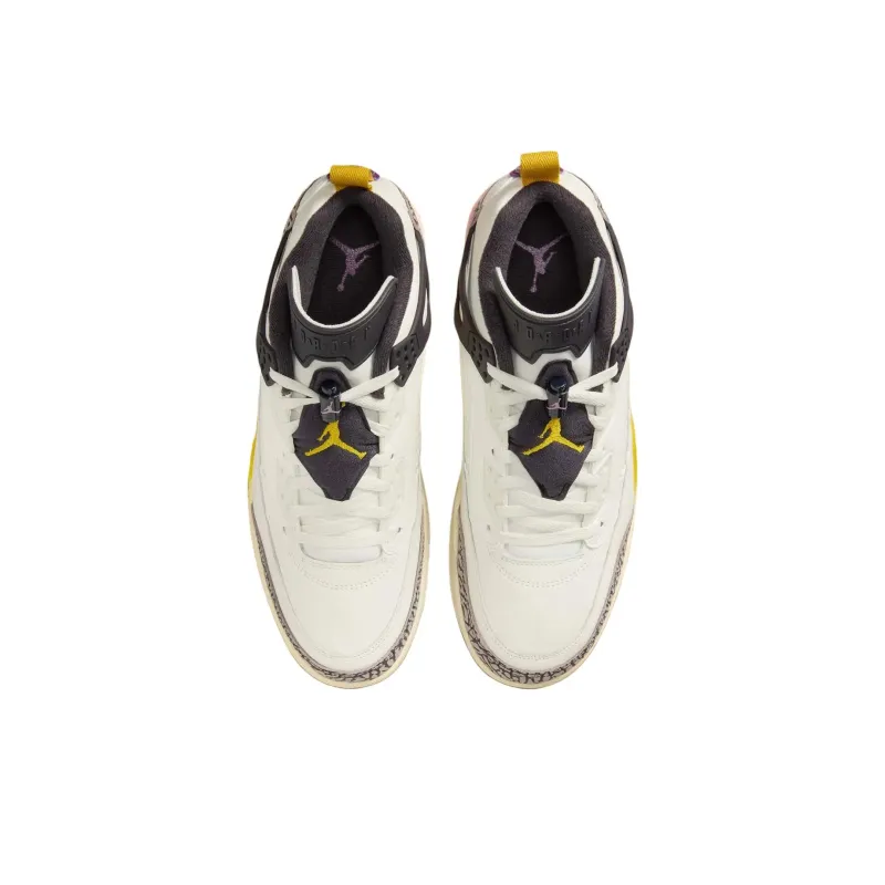 Jordan Spizike Anti Slip Wear Resistant Low Top Vintage Basketball Shoes Men's White-3