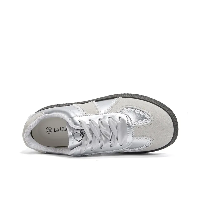 La Chapelle Slip Resistant, Abrasion Resistant, Rebound Resistant Low Top Casual Shoes Women's Silver Gray-3