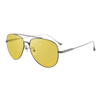 PULAIS Pure Titanium Β Titanium Aviator Sunglasses Unisex Gunmetal