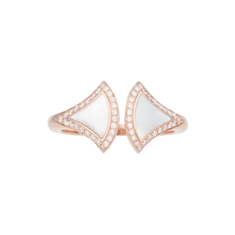 BVLGARI 2010s 18K Rose Gold Diva Dream Pearl And Diamond Ring-1