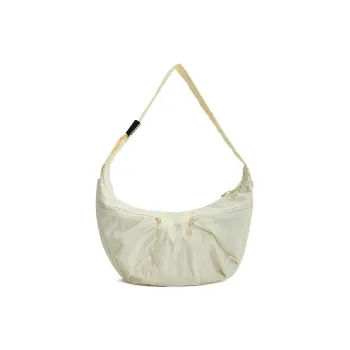 MYEDITION Fabric Shoulder Bag, Crossbody Bag, Dumpling Bag Large Size Unisex Ecru/Dark Gray/Gray Green