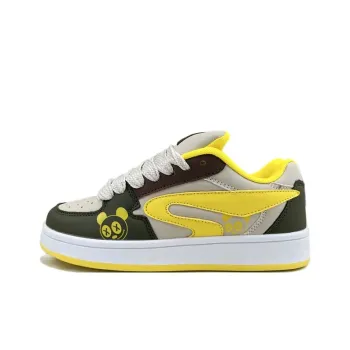 AQIUSHENG Low Top Skateboard Shoes Women's Yellow Gray Green Box