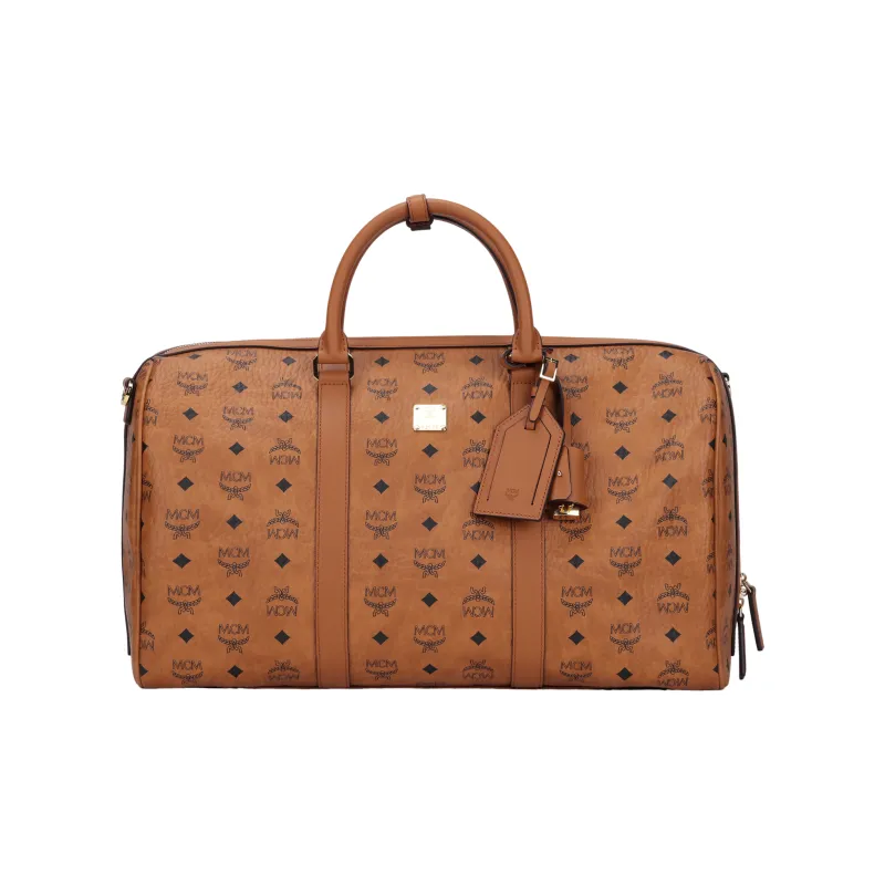 MCM Coated Canvas Handbag Unisex Cognac-0